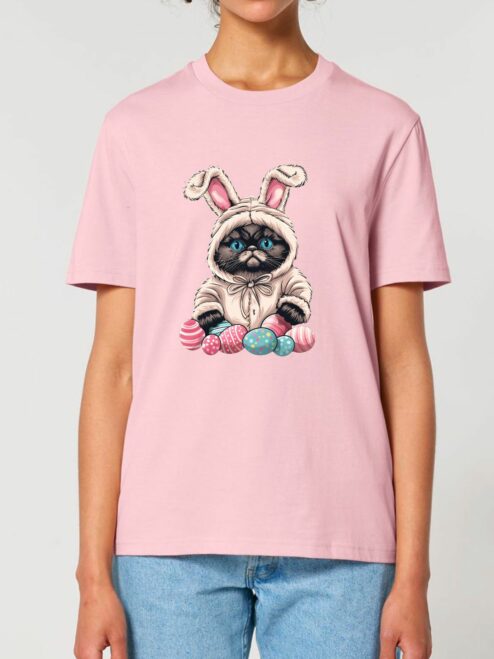 Tricou bumbac organic-Grumpy Easter Cat, UNISEX
