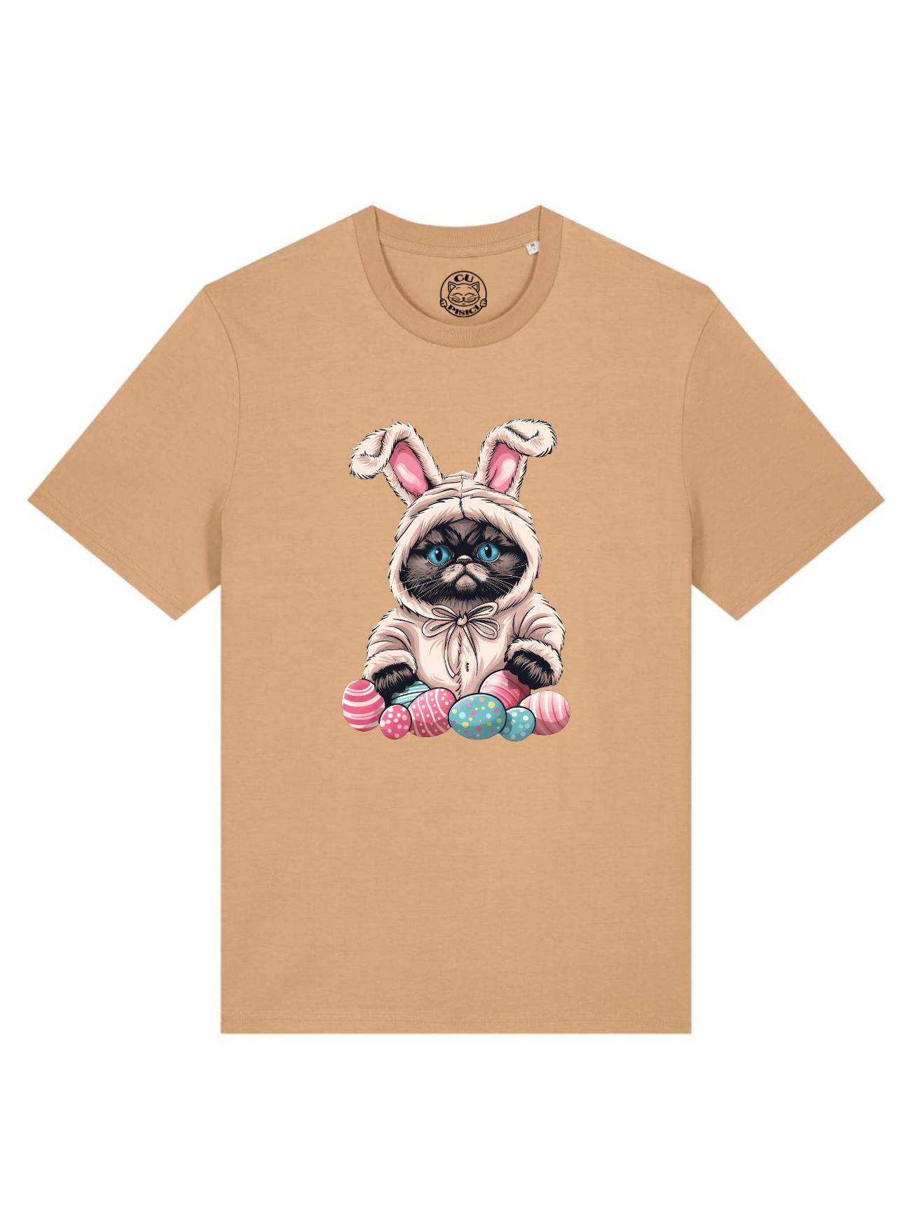 Tricou bumbac organic-Grumpy Easter Cat, UNISEX