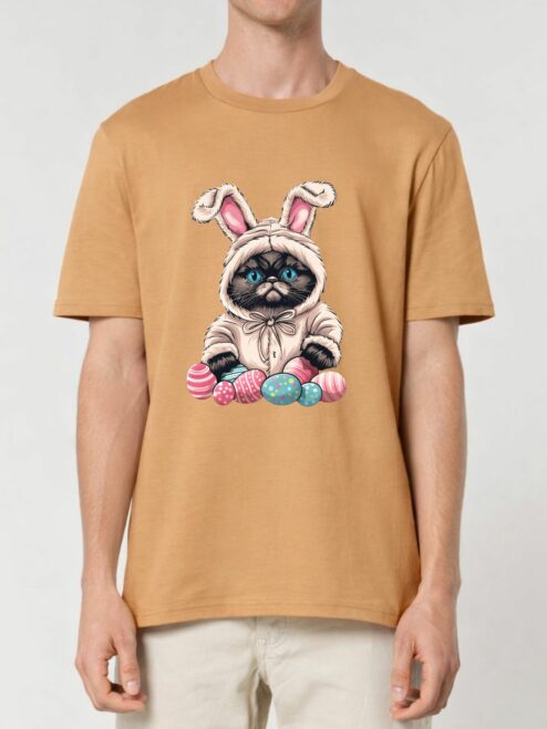 Tricou bumbac organic-Grumpy Easter Cat, UNISEX