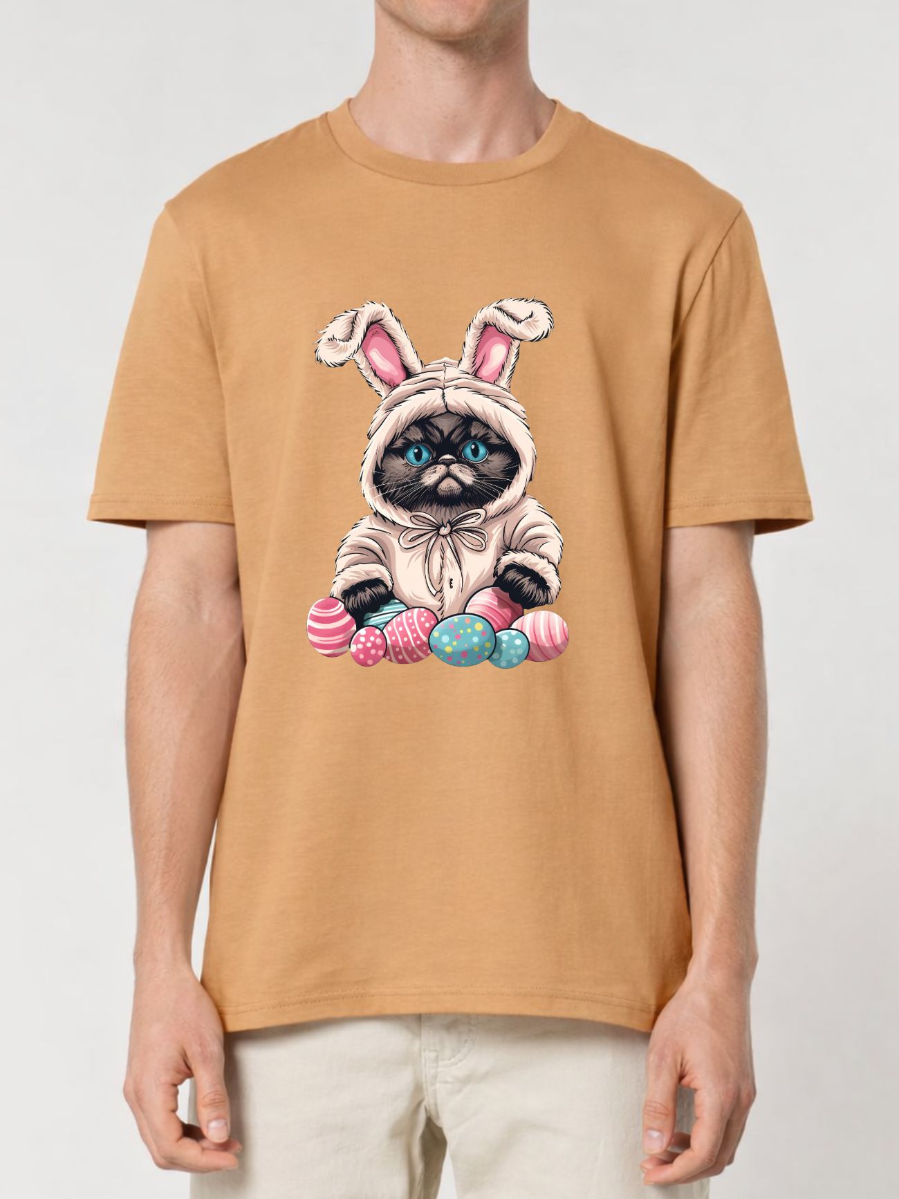 Tricou bumbac organic-Grumpy Easter Cat, UNISEX