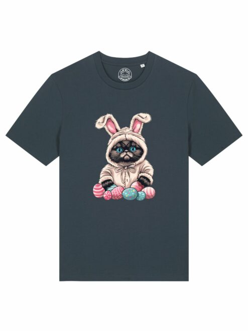 Tricou bumbac organic-Grumpy Easter Cat, UNISEX