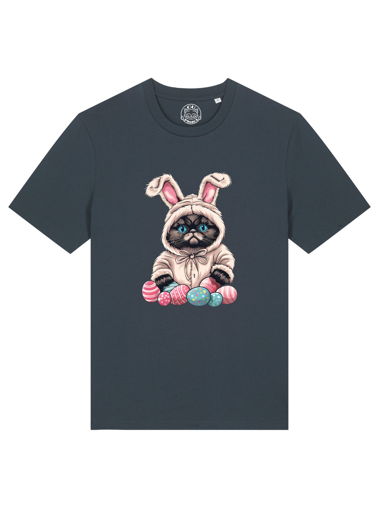 Tricou bumbac organic-Grumpy Easter Cat, UNISEX