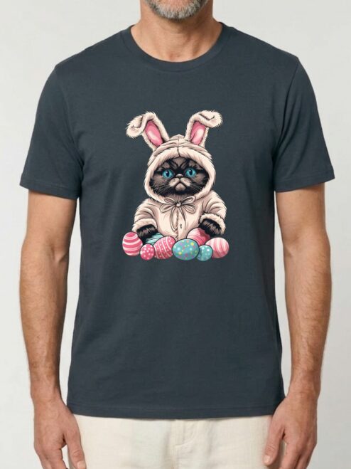Tricou bumbac organic-Grumpy Easter Cat, UNISEX
