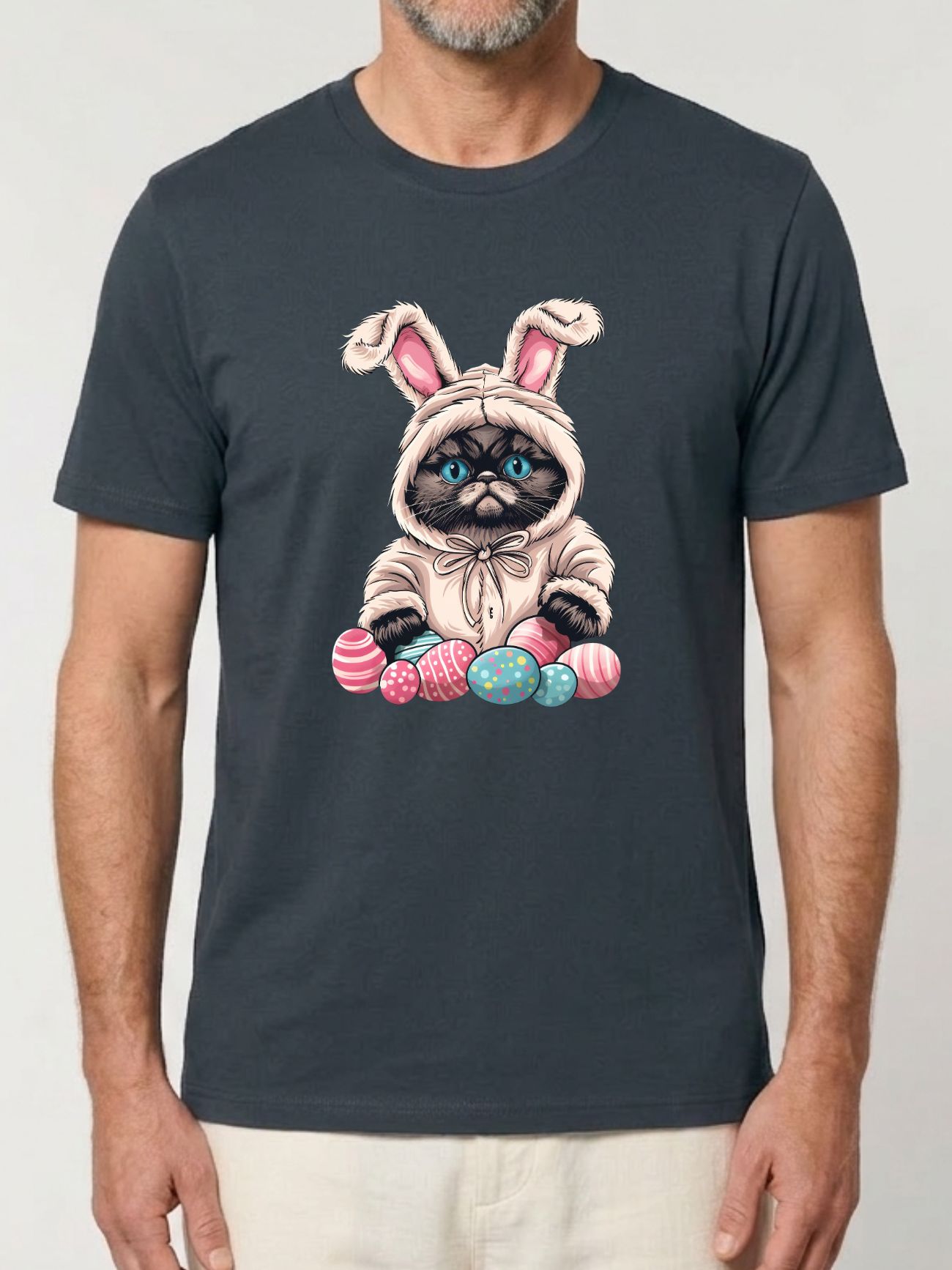 Tricou bumbac organic-Grumpy Easter Cat, UNISEX
