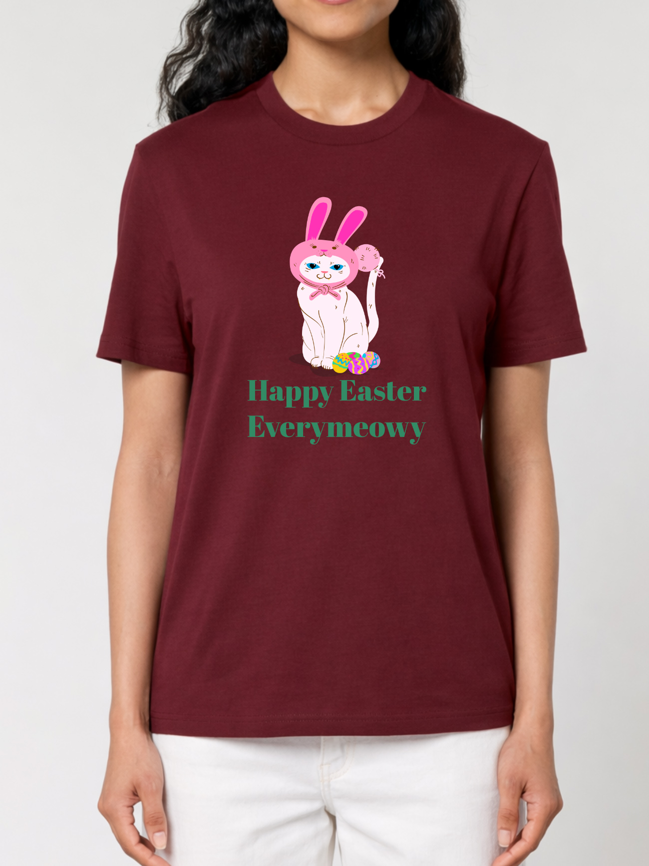 Tricou bumbac organic-Happy Easter Everymeowy, UNISEX