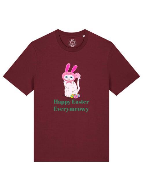 Tricou bumbac organic-Happy Easter Everymeowy, UNISEX