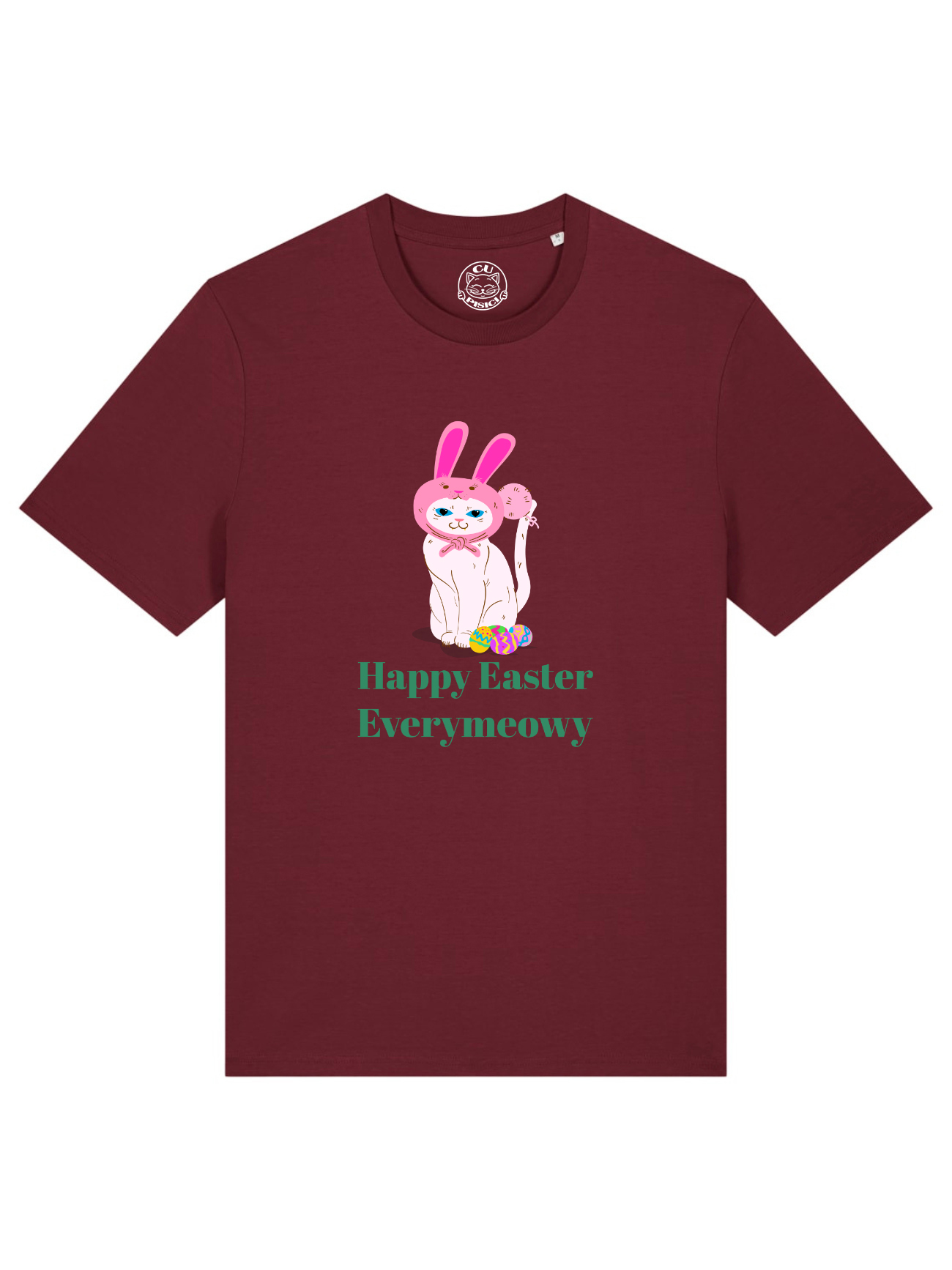 Tricou bumbac organic-Happy Easter Everymeowy, UNISEX