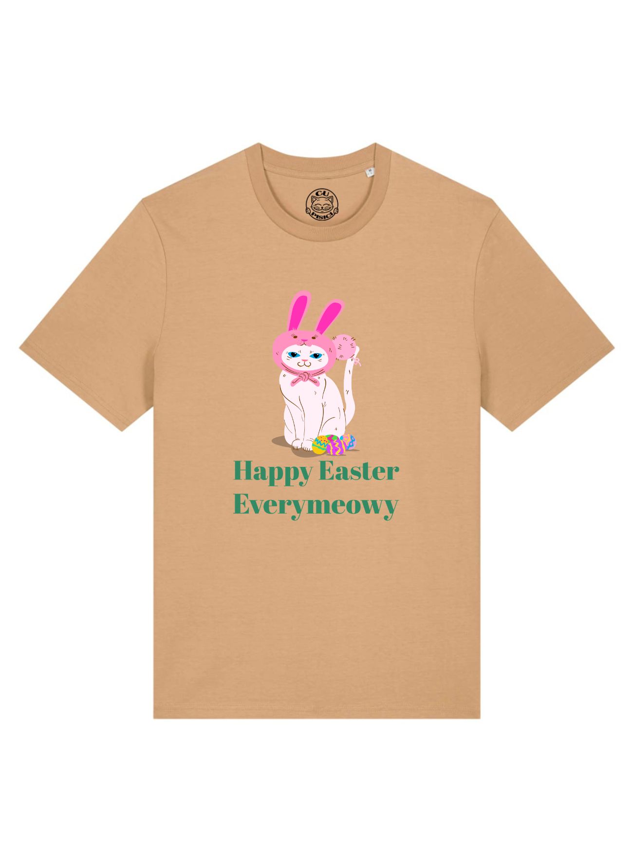 Tricou bumbac organic-Happy Easter Everymeowy, UNISEX