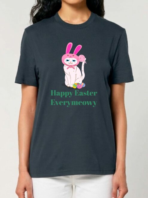 Tricou bumbac organic-Happy Easter Everymeowy, UNISEX