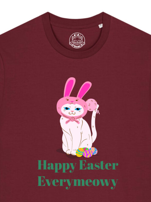 Tricou bumbac organic-Happy Easter Everymeowy, UNISEX