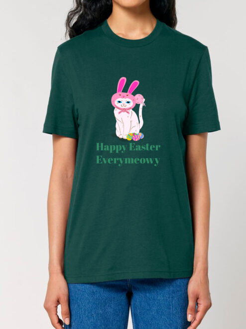 Tricou bumbac organic-Happy Easter Everymeowy, UNISEX