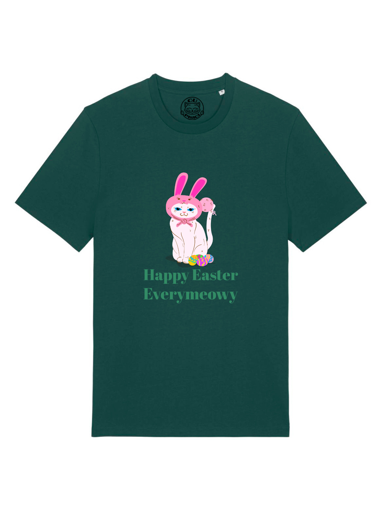 Tricou bumbac organic-Happy Easter Everymeowy, UNISEX