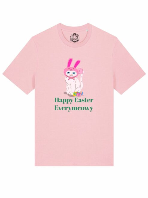 Tricou bumbac organic-Happy Easter Everymeowy, UNISEX