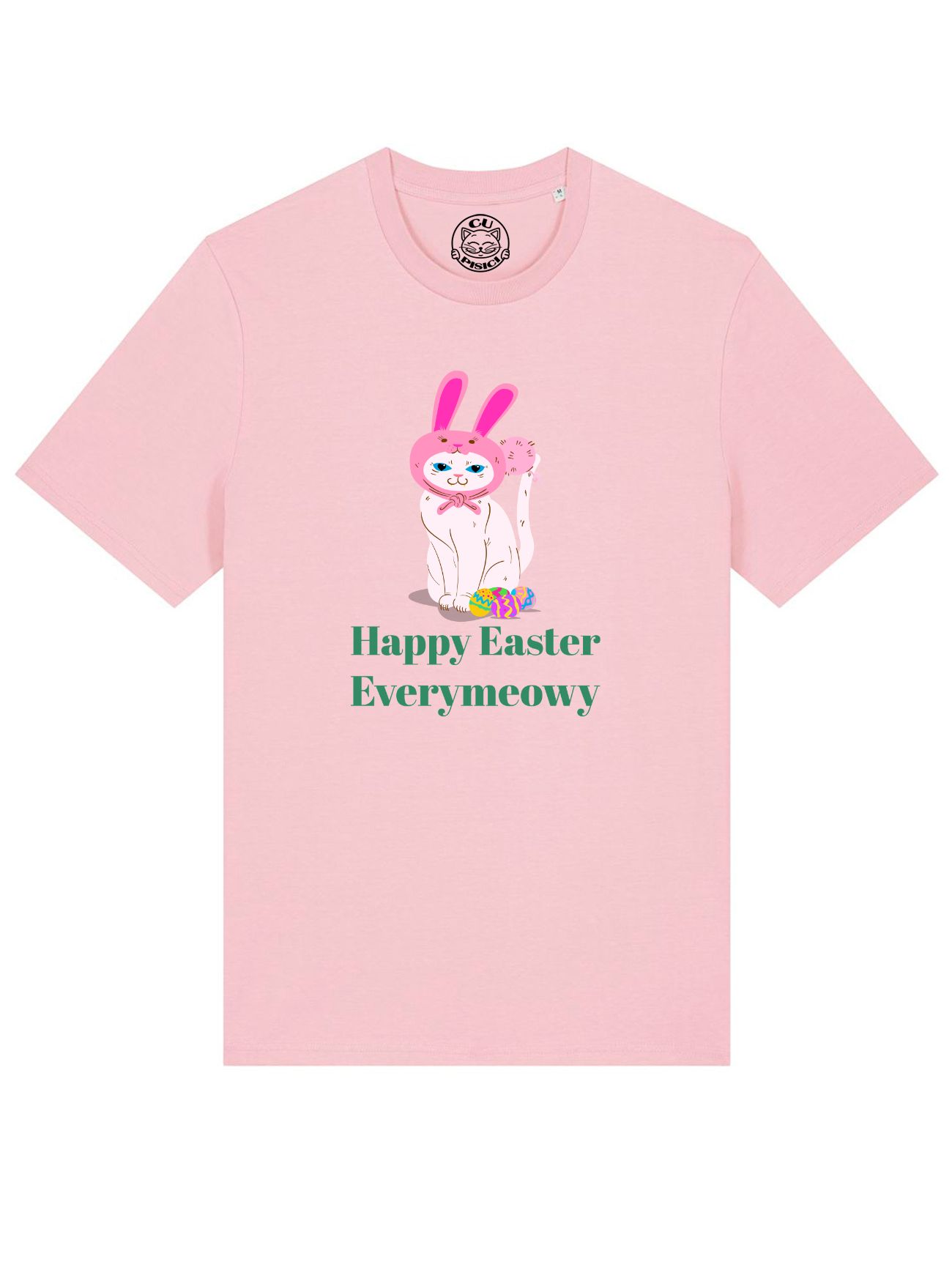 Tricou bumbac organic-Happy Easter Everymeowy, UNISEX