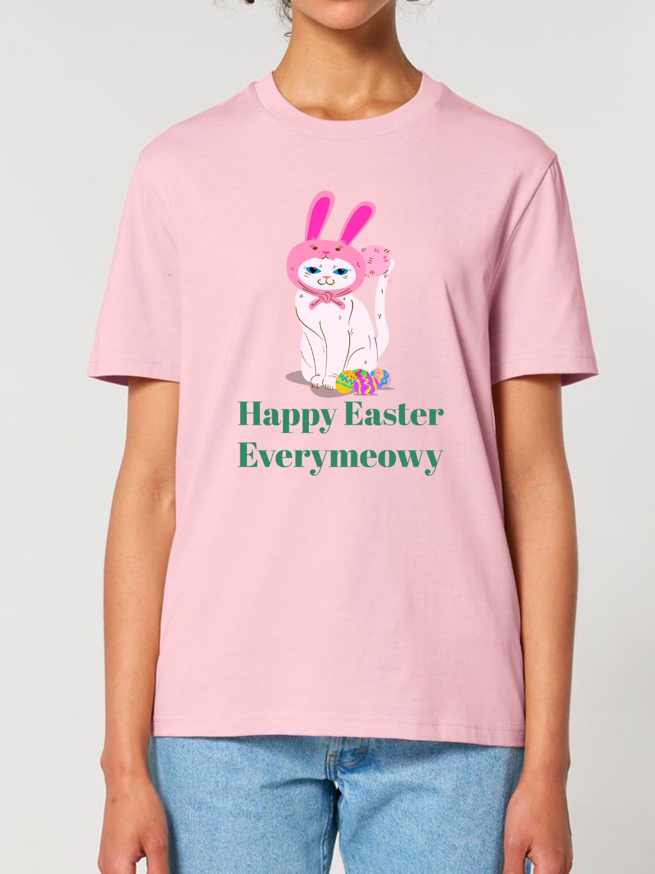 Tricou bumbac organic-Happy Easter Everymeowy, UNISEX