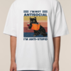 Tricou bumbac organic Oversized-Anti-stupid, UNISEX
