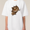 Tricou bumbac organic Oversized-Curious Cat, UNISEX
