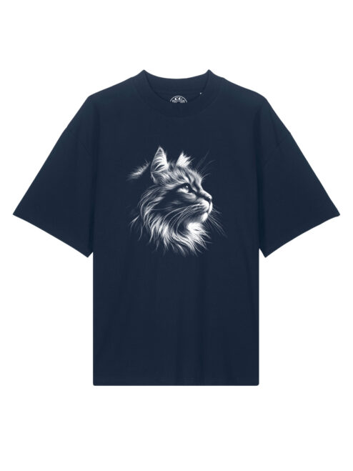 Tricou bumbac organic Oversized-Majestic Cat