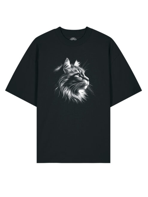 Tricou bumbac organic Oversized-Majestic Cat