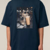 Tricou bumbac organic Oversized-Rebel Cat