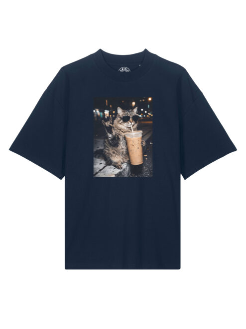 Tricou bumbac organic Oversized-Rebel Cat
