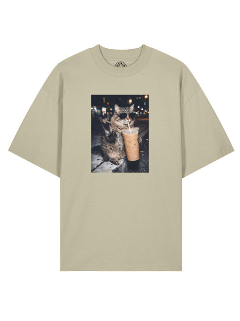 Tricou bumbac organic Oversized-Rebel Cat