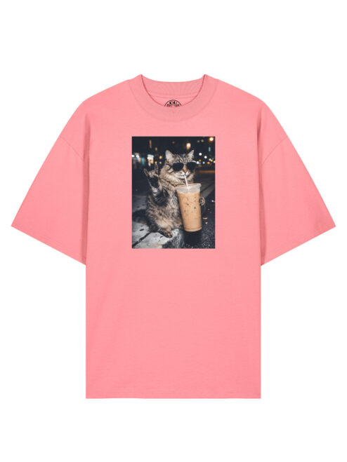 Tricou bumbac organic Oversized-Rebel Cat