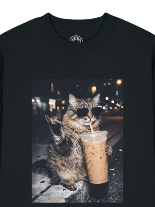 Tricou bumbac organic Oversized-Rebel Cat