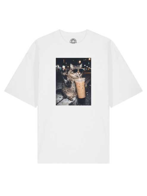 Tricou bumbac organic Oversized-Rebel Cat