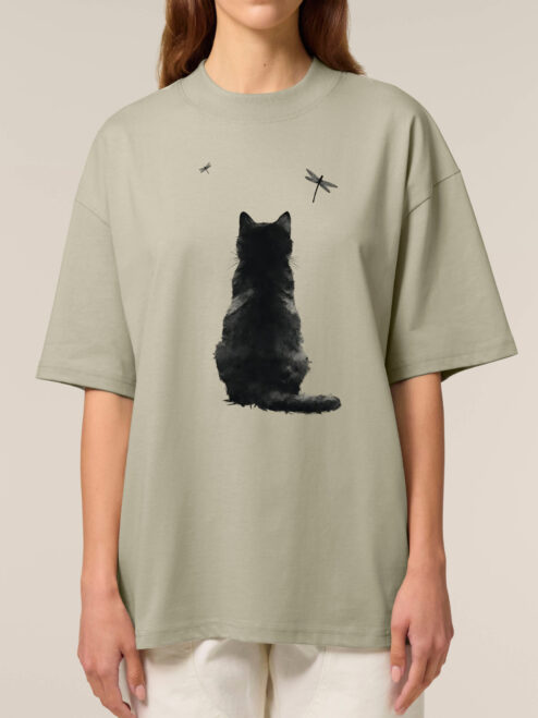Tricou bumbac organic Oversized-Zen Cat