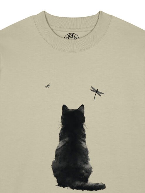 Tricou bumbac organic Oversized-Zen Cat