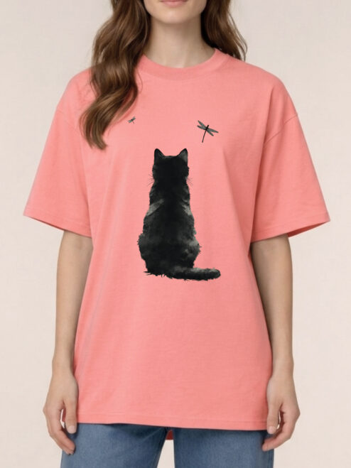 Tricou bumbac organic Oversized-Zen Cat