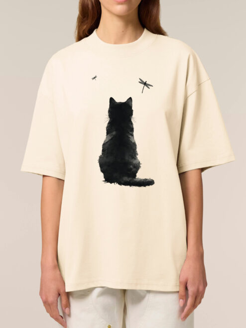 Tricou bumbac organic Oversized-Zen Cat