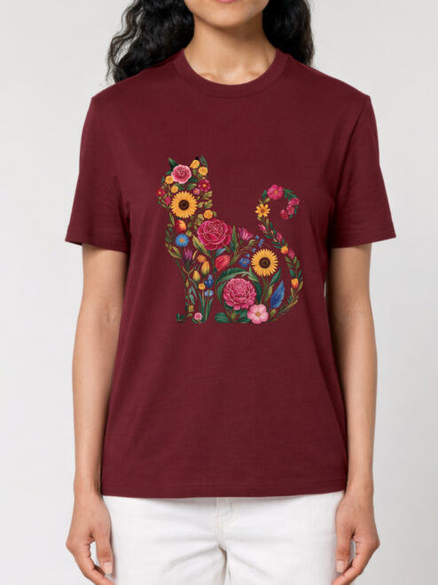 Tricou bumbac organic-Flora Cat, UNISEX