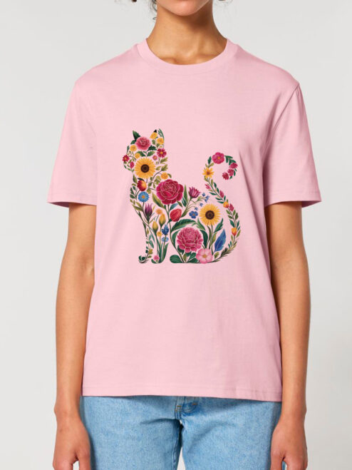 Tricou bumbac organic-Flora Cat, UNISEX