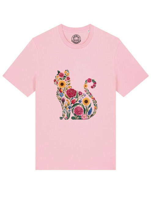 Tricou bumbac organic-Flora Cat, UNISEX