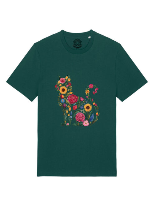Tricou bumbac organic-Flora Cat, UNISEX