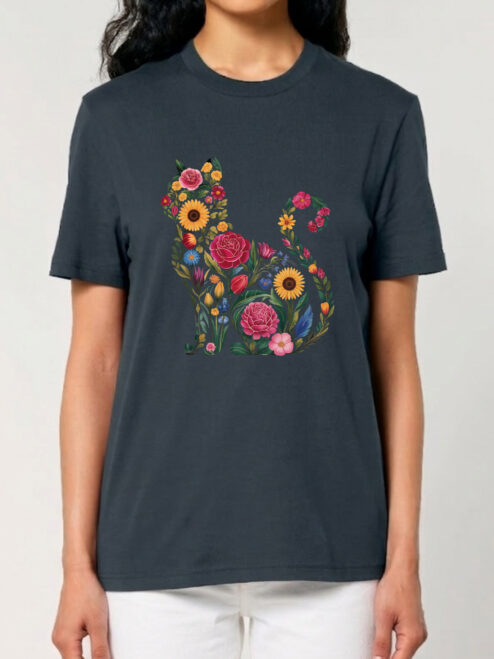 Tricou bumbac organic-Flora Cat, UNISEX