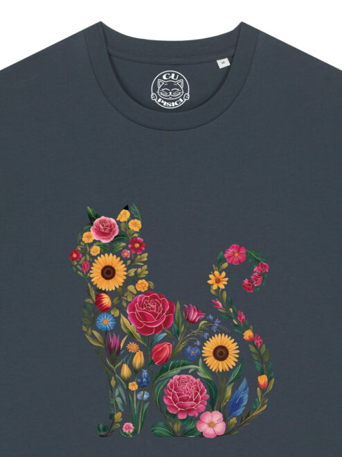 Tricou bumbac organic-Flora Cat, UNISEX