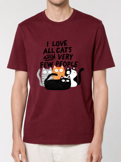 Tricou bumbac organic-I Love All Cats and Few People, UNISEX