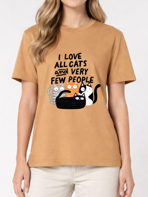 Tricou bumbac organic-I Love All Cats and Few People, UNISEX