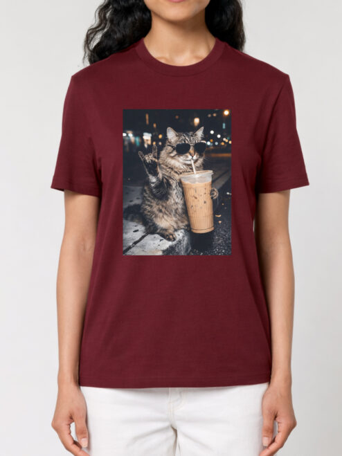 Tricou bumbac organic-Rebel Cat, UNISEX