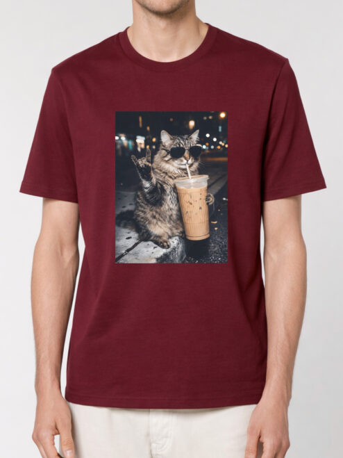 Tricou bumbac organic-Rebel Cat, UNISEX