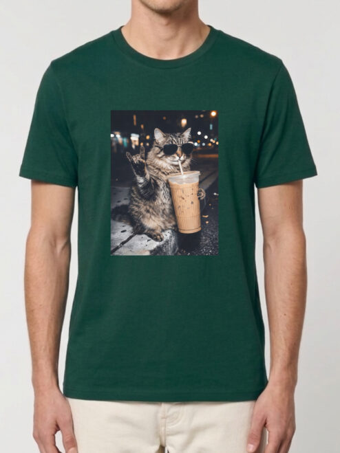 Tricou bumbac organic-Rebel Cat, UNISEX