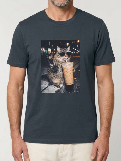 Tricou bumbac organic-Rebel Cat, UNISEX