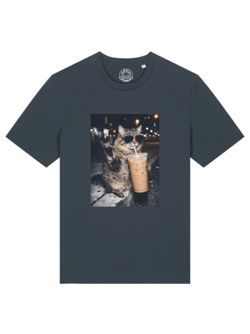 Tricou bumbac organic-Rebel Cat, UNISEX