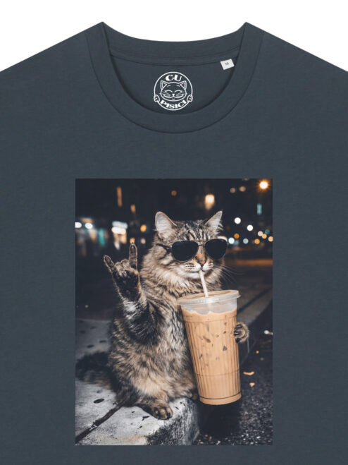 Tricou bumbac organic-Rebel Cat, UNISEX