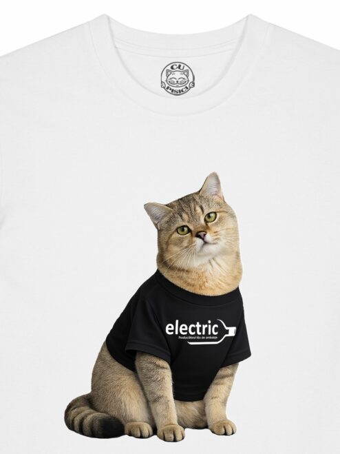 Tricou din bumbac organic Premium Personalizat-Pisica ta & Logo-ul firmei