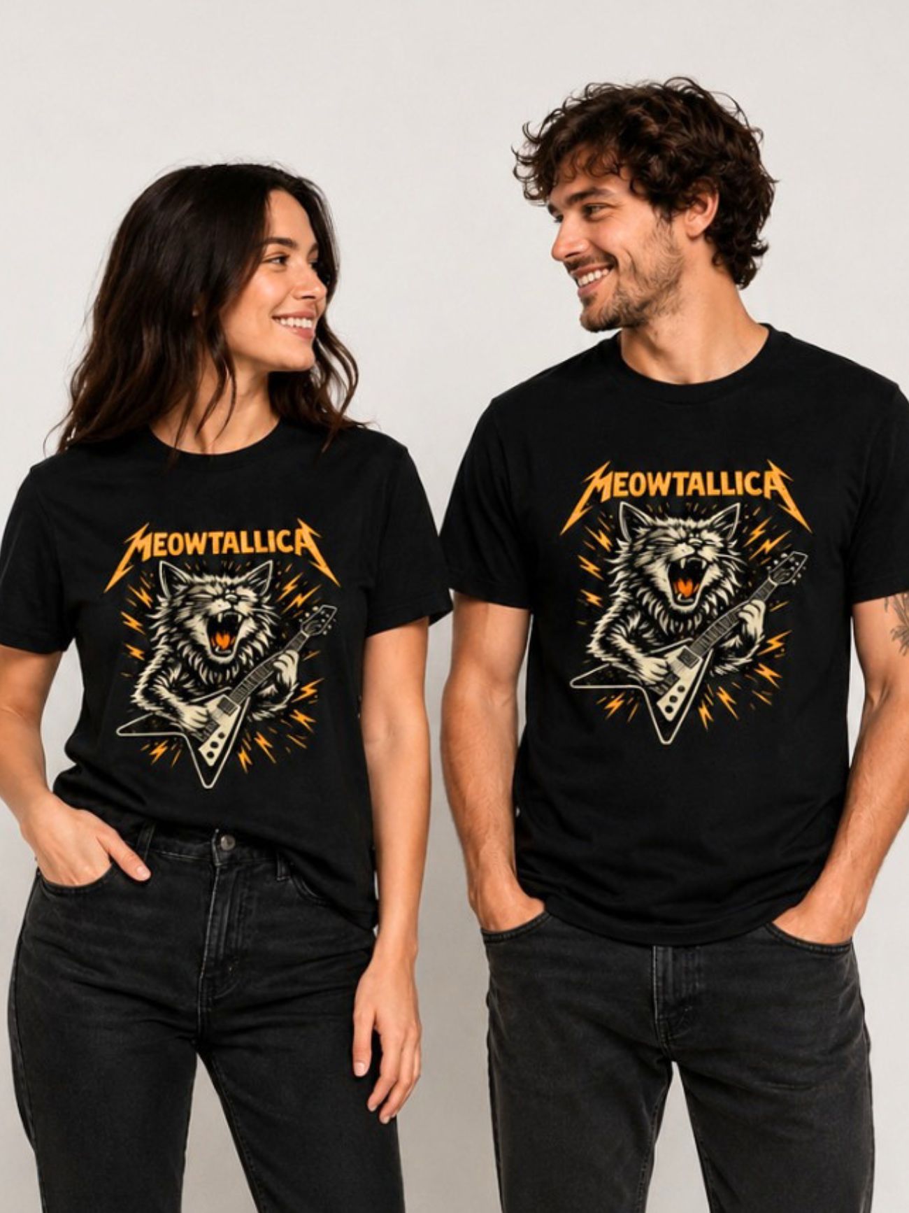 Set Tricouri din bumbac organic Premium-Meowtallica