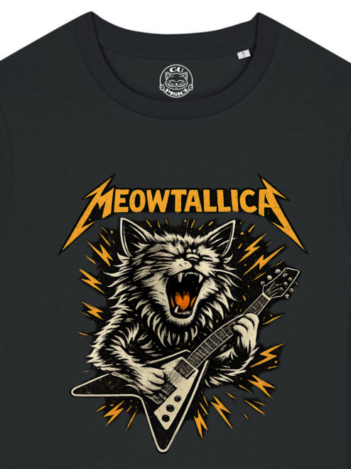Tricou din bumbac organic Premium-Meowtallica